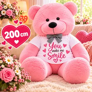 Hele grote rose knuffelbeer 200 cm met T-shirt