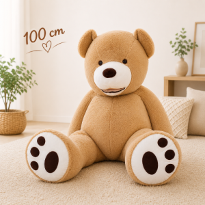 Lichtbruine knuffelbeer 100 cm met T-shirtje