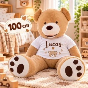 Geboorte knuffelbeer 100 cm met T-shirtje