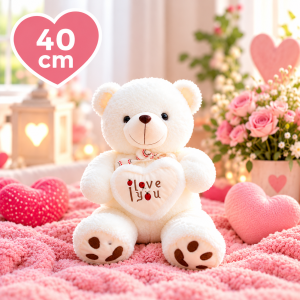 Valentijnknuffel - I Love You knuffel 40 cm wit