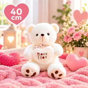 Valentijnknuffel - I Love You knuffel 40 cm wit
