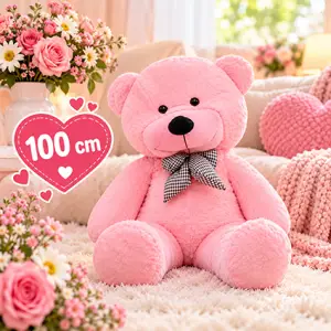 Grote rose knuffelbeer 100 cm groot